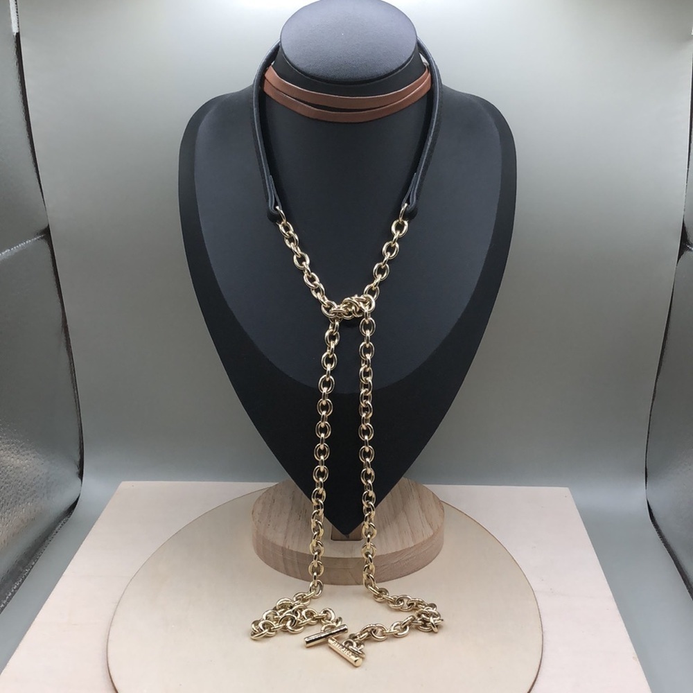 Curated bundle Cole Haan and WHBM leather necklaces choker bolo statement